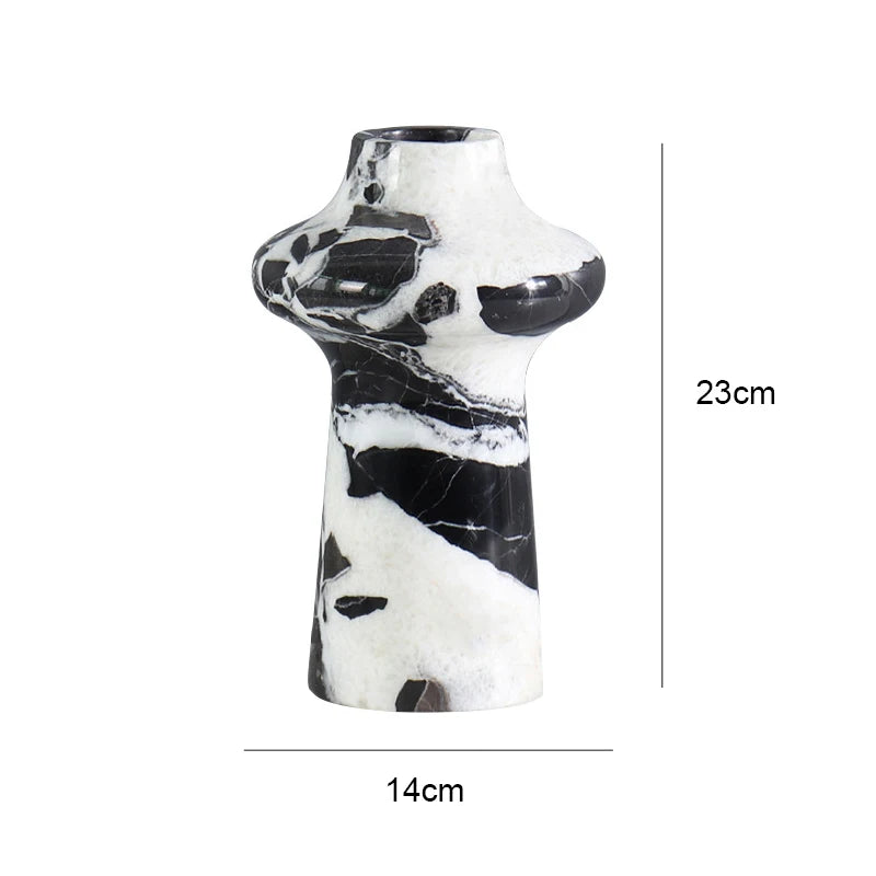 Noir Grand Antique Marble Vase for Living Room Kitchen Bedroom Bathroom Modern Flower Vase for Mantel Entryway Dining Table